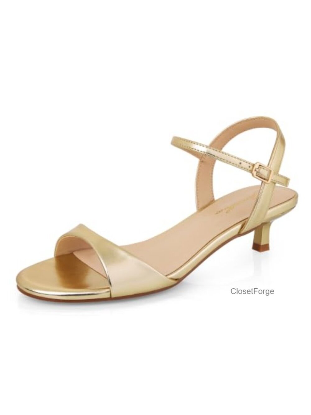 Women's Strappy Kitten Heels Sandals with Ankle Strap - Low Heel Dress Shoes